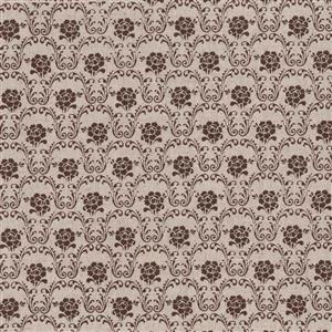 Shabby Chic Brown Damask Cotton Linen Fabric 0.5m