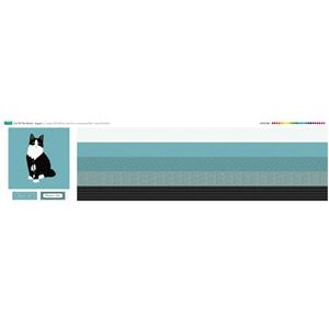 August Cat of the Month - Tuxedo Cat Fabric Panel 140cm x 43cm