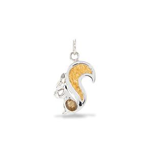 925 Sterling Silver Squirrel Pendant with Yellow Aventurine Approx, 20x14mm