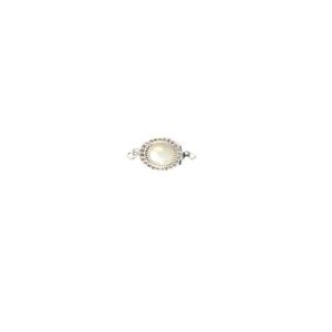 925 Sterling Silver Mother of Pearl and White Topaz Clasp Approx 18x10mm