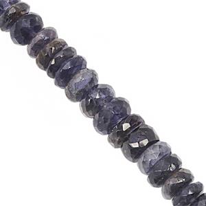 115cts Iolite Graduated Faceted Rondelle Approx 7x2.5 to 9x5mm, 21cm Strand