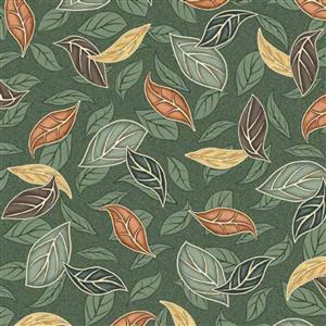 Frond Nouveau Collection Tossed Leaves Spruce Fabric 0.5m