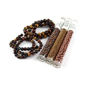 Tricolor Tiger Eyes & Seed Beads Project With Instructions By Mark Smith 