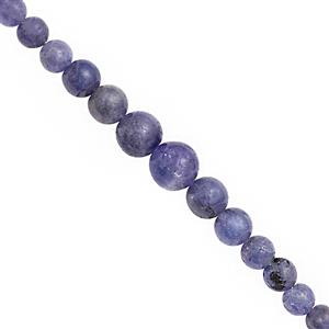 105cts Tanzanite Graduated Smooth Round Approx 3 to 9.50mm, 38cm Strand