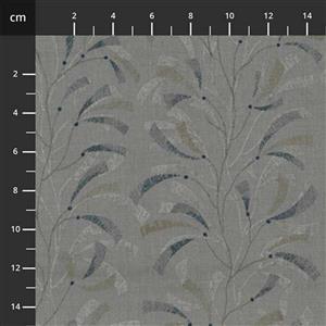 Yoko Saito Centenary Collection Leaf & Brunch On Medium Grey Fabric 0.5m 