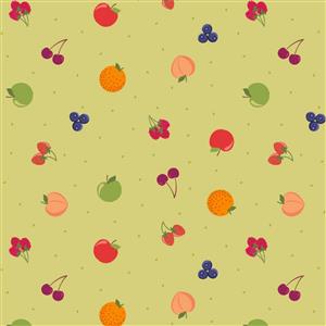 Lewis & Irene Small Things… Sweet Fruit Green Fabric 0.5m