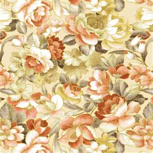 Dan Morris All A Flutter Collection Packed Floral Tan Fabric 0.5m