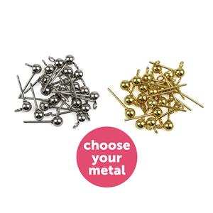 Katrilee Surgical Steel Ball Stud Earring findings - Gold or Silver
