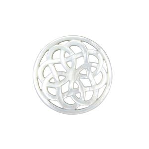 Mother of Pearl Carved Knot Coin, Approx 35x35mm, 1pc