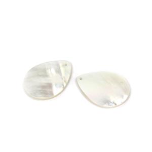 White Shell Flat Pear Approx 15mmx20mm, (2pk)
