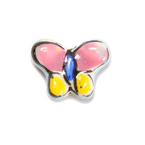 Pink & Yellow Ceramic Butterfly Approx 13x17mm