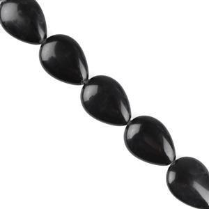 210cts Black Obsidian Puffy Pear Approx 15x20mm, 38cm Gemstone Strand