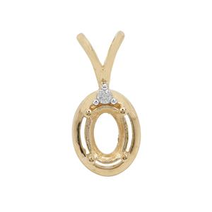 Gold Plated 925 Sterling Silver Oval Pendant Mount (To fit 7x5mm gemstones) Inc. 0.03cts White Zircon Brilliant Cut Round 1.75mm - 1Pcs