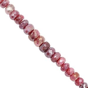 75cts Pink Coated Moonstone Faceted Roundelles Approx 5x1 to 10x5mm, 19cm Strand With Spacers 