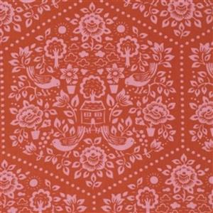 Heather Bailey Clementine Collection Summerhouse Red Fabric 0.5m