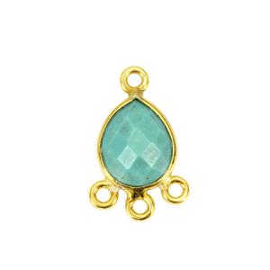 Gold Plated 925 Sterling Silver Connector With Sleeping Beauty Turquoise Approx 17x11mm with 4 loops, 1pcs