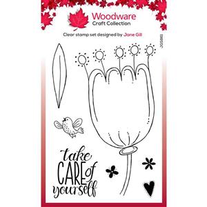 Woodware Clear Singles Petal Doodles Take Care 4 in x 6 in Stamp Set