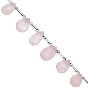75cts Rose Quartz Top Side Drill Graduated Faceted Pear Approx 11x6.5 to 18x10mm, 23cm Strand with Spacers