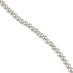 Silver 4mm Glass Pearls, 200 pcs