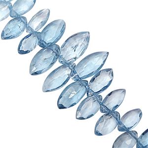 16cts  Marambaia London Blue Topaz Top Side Drill Graduated Faceted Marquise Approx 4.5x2.5 to 9.5x5.5mm, 7cm Strand