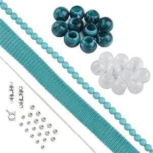 Silver Plated Base Metal, Teal Mesh Form Sculpted Jewellery Project
