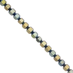 60cts Mystic Green Coated Hematite Smooth Bicones Approx 3.5mm, 30cm Strand