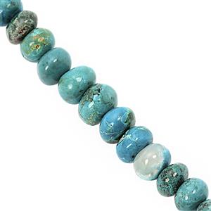36cts Chrysocolla Graduated Plain Rondelle Approx 5.5x2.5 to 9x6mm, 10cm Strand