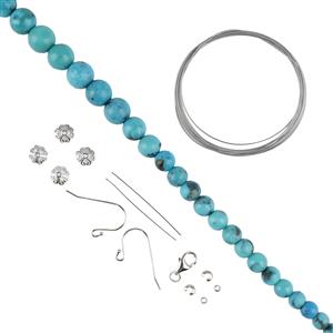 925 Sterling Silver, Kingman Turquoise 4-6mm Rounds Project With Instructions By Yvonne Froehlich