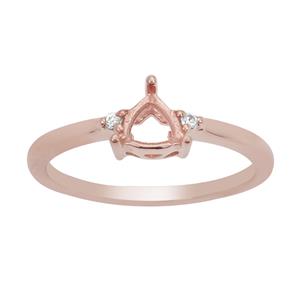 Rose Gold Plated 925 Sterling Silver Triangle Ring Mount (To fit 5x5mm gemstone) Inc. 0.05cts White Zircon Brilliant Cut Round 1.50mm - 1pcs