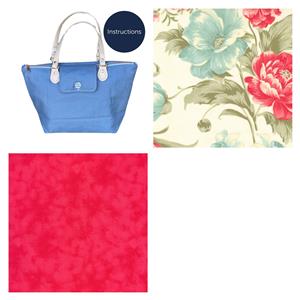 Family Comfort's Fuschia Moda Roses Daisy Folding Handbag Kit: Instructions & Fabric (1m)
