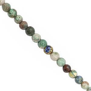 38cts Chrysocolla Smooth Round Approx 3.5 to 4.5mm, 30cm Strand 