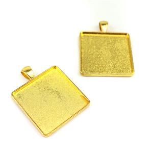 Gold Colour Bezel Pendant Rectangle Approx 33x42mm (Set of 2)