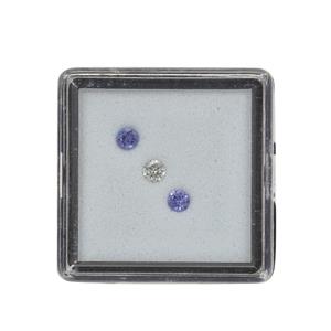 White Diamond & Tanzanite Round Approx 3mm (pack of 3)