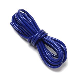 Blue Metallic Leather Cord, 2.5m, 4mm 