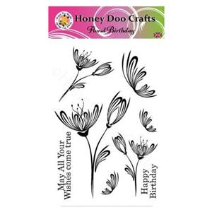 Honey Doo Crafts Floral Birthday A6 Stamp Set
