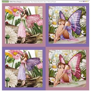 Debbi Moore Spring Fairies Pink Feature Fabric Panel (70cm x 73cm)