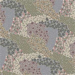 Lynette Anderson Garden of Flowers Multi Flowers on Grey Fabric 0.5m