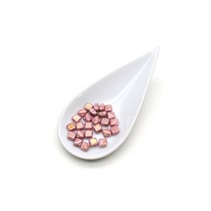 Czech Silky Beads- Chalk White Teracota Red, 6mm (25pcs)