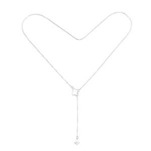 925 Sterling Silver Clover Lariat Necklace, Approx 45cm 