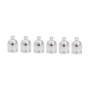 Silver Plated Base Metal End Caps approx. 15-10mm, 6pcs 