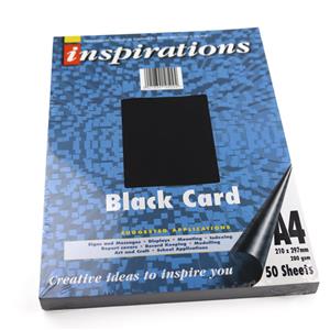 A4 Inspirations Black Card Pack 280gsm - 50 Sheets