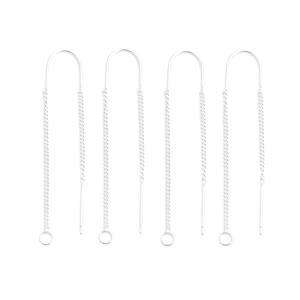 925 Sterling Silver Threader Pull through Earrings with loop, 2 pairs