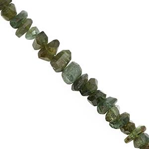 135cts Green Apatite Faceted Tumble Approx 7x3 to 15x7mm, 20cm Strand