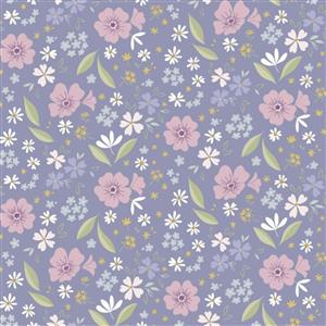 Lewis & Irene Presents Cassandra Connolly Floral Song Collection Floral Art Lavender Fabric 0.5m