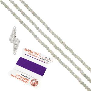 925 Sterling Silver White Topaz Twist, Type A White and Multi-colour Jadeite Project With Downloadable Instructions By Yvonne