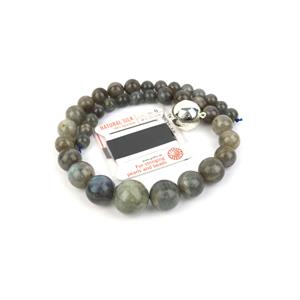 Shine; Labradorite Graduated Rounds 10-20mm, Silver Plated Base Metal 20mm Magnetic Clasp & Silk Thread
