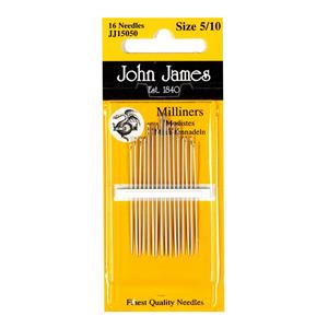 John James Pack of 16 Milliners Needles Sizes 5/10 