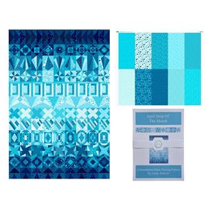 Jenny Jackson's Blue FPP April Strip of the Month Kit: Pattern, Fabric Panel & Ready To Use Templates