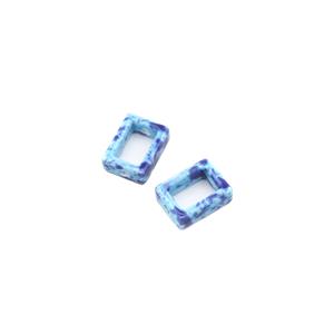 Blue Porcelain Bead, Open Rectangle 12x17mm (2pcs/pack)