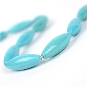 260cts Dyed Light Blue Magnesite Rice Beads Approx 30x10mm, 38cm Strand
